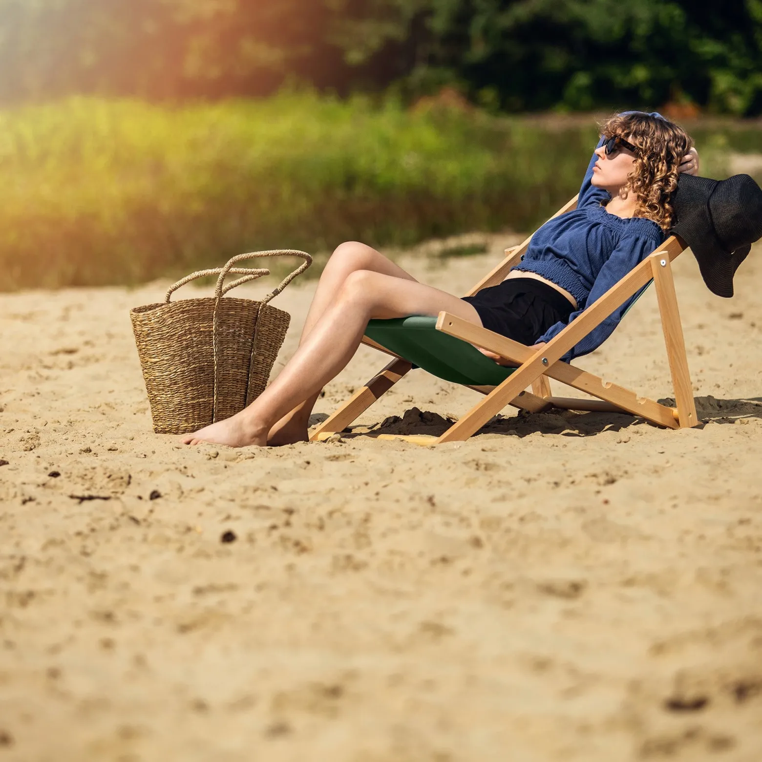 Kadax Leżak Ogrodowy Plażowy Drewniany Leżaki 2szt