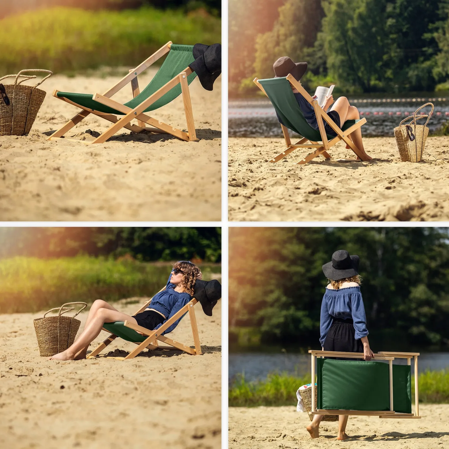 Kadax Leżak Ogrodowy Plażowy Drewniany Leżaki 2szt