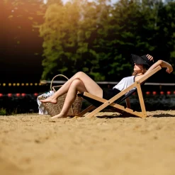 Kadax Leżak Ogrodowy Plażowy Drewniany Leżaki 2szt
