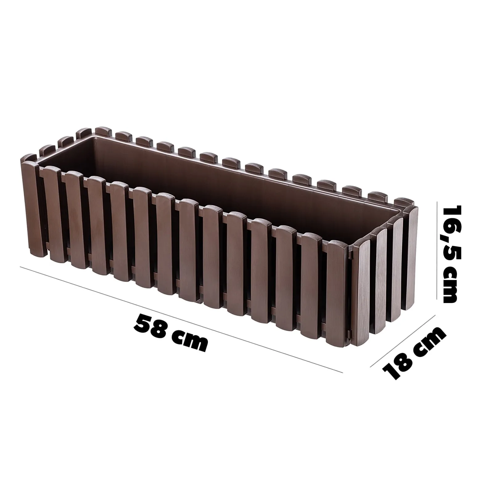 Kadax Skrzynka Balkonowa 58cm Donica Brąz Kwiaty