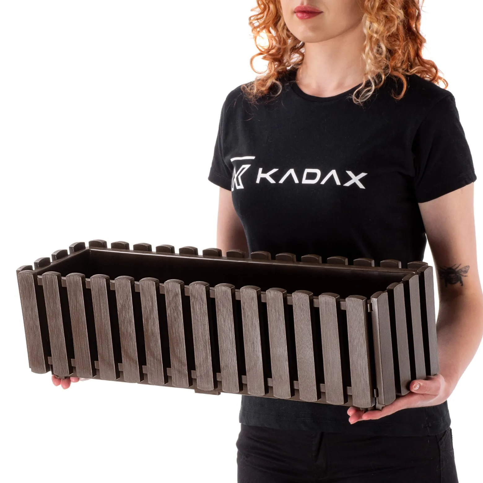 Kadax Skrzynka Balkonowa 58cm Donica Brąz Kwiaty