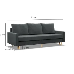 Kanapa, sofa rozkładana z funkcją spania bonell szara