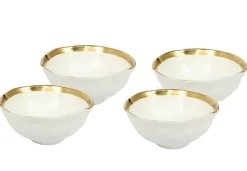 KARE komplet 4 misek BELL 15 cm biało-złoty