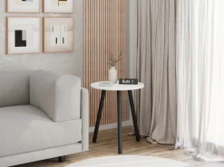 Kawowy Okrągły Stolik Ława Loft Industrial Salon 55 cm