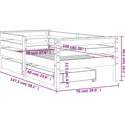 łóżko dla dzieci Brąz 70 x 140 cm Drewno sosnowe vidaXL