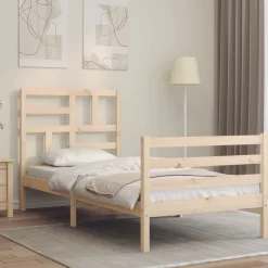 Łóżko Drewniane Rama Łóżka Sofa Brązowe Do Sypialni Pokoju 100x200 cm