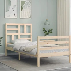 Łóżko Drewniane Rama Łóżka Sofa Brązowe Do Sypialni Pokoju 100x200 cm