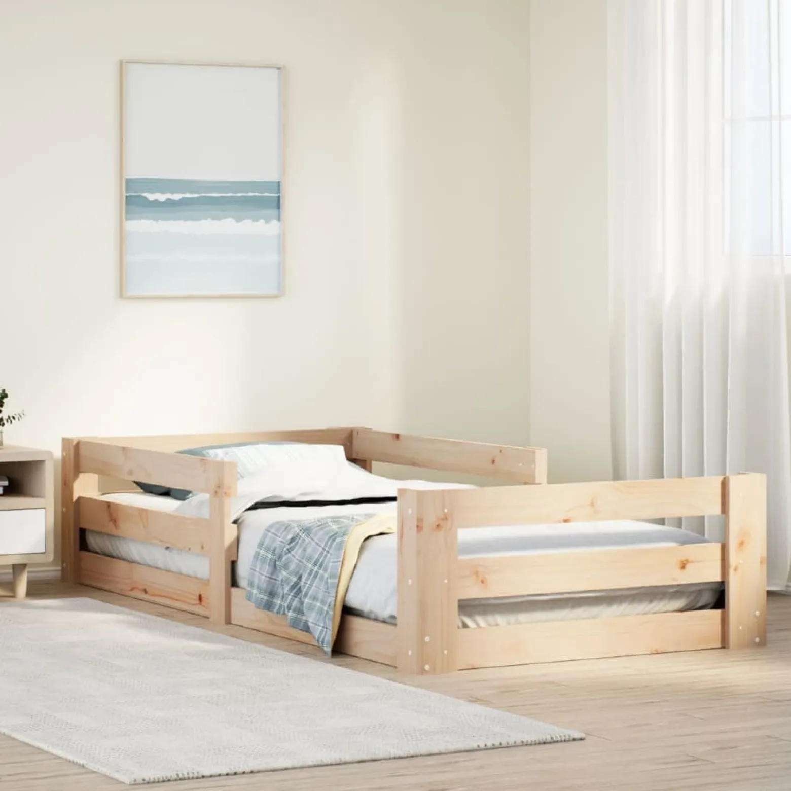 Łóżko Drewniane Rama Łóżka Sofa Brązowe Do Sypialni Pokoju 70x140 cm