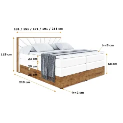 Łóżko kontynentalne z pojemnikiem i materacem H3|H4 LOLLI6 KING 120x200 cm