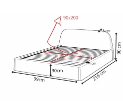 Łóżko tapicerowane MORI 90x200 metalowy stelaż quelle 02
