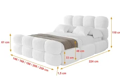 Łóżko tapicerowane z materacem + pojemnik NOMA-Z - 120x200 cm Biały