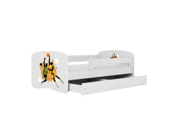 Łóżko Babydreams białe Koszykówka z szufladą materac piankowy 180x80