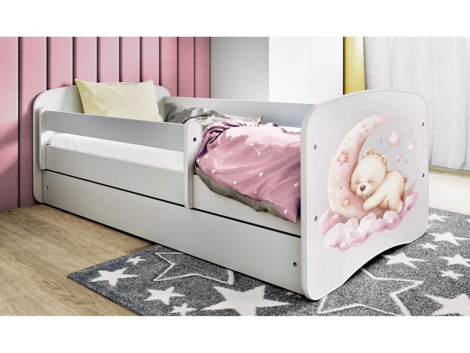 Łóżko Babydreams białe Sen z szufladą materac piankowy 180x80