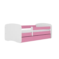 Łóżko Babydreams różowe Bez wzoru z szufladą materac piankowy 160x80