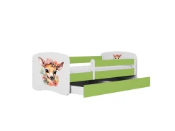 Łóżko Babydreams zielone Bambi z szufladą materac piankowy 160x80