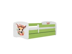 Łóżko Babydreams zielone Bambi z szufladą materac piankowy 160x80