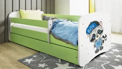 Łóżko Babydreams zielone Szop z szufladą materac piankowy 180x80