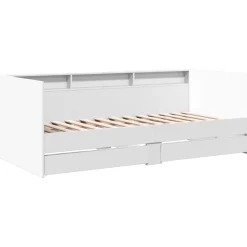 Łóżko Białe z Szufladami Rama Łóżka Ze Stelażem Pokój Sypialnia 75x190 cm