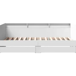Łóżko Białe z Szufladami Rama Łóżka Ze Stelażem Pokój Sypialnia 75x190 cm