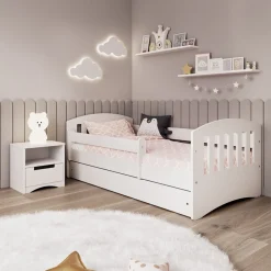 Łóżko Classic 1 białe z szufladą materac piankowy 140x80