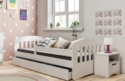 Łóżko Classic 1 białe z szufladą materac piankowy 140x80