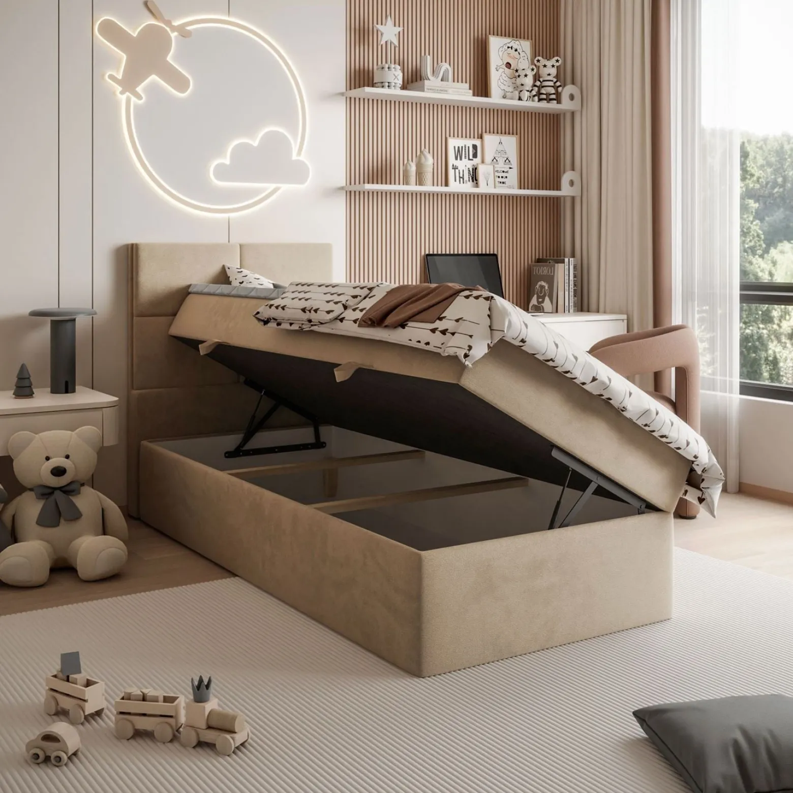 Łóżko CROSS MINI 70x200 Royal Velvet 170 z topperem