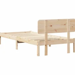 Łóżko Drewniane Brązowe Rama Łóżka Ze Stelażem Sypialnia Pokój 75 x 190 cm
