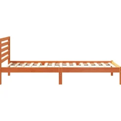 Łóżko Drewniane Brązowe Rama Łóżka Ze Stelażem Sypialnia Pokój 80 x 210 cm