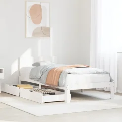Łóżko Drewniane Rama Łóżka Sofa Biała Do Sypialni Pokoju 90x200 cm