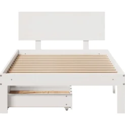 Łóżko Drewniane Rama Łóżka Sofa Biała Do Sypialni Pokoju 90x200 cm
