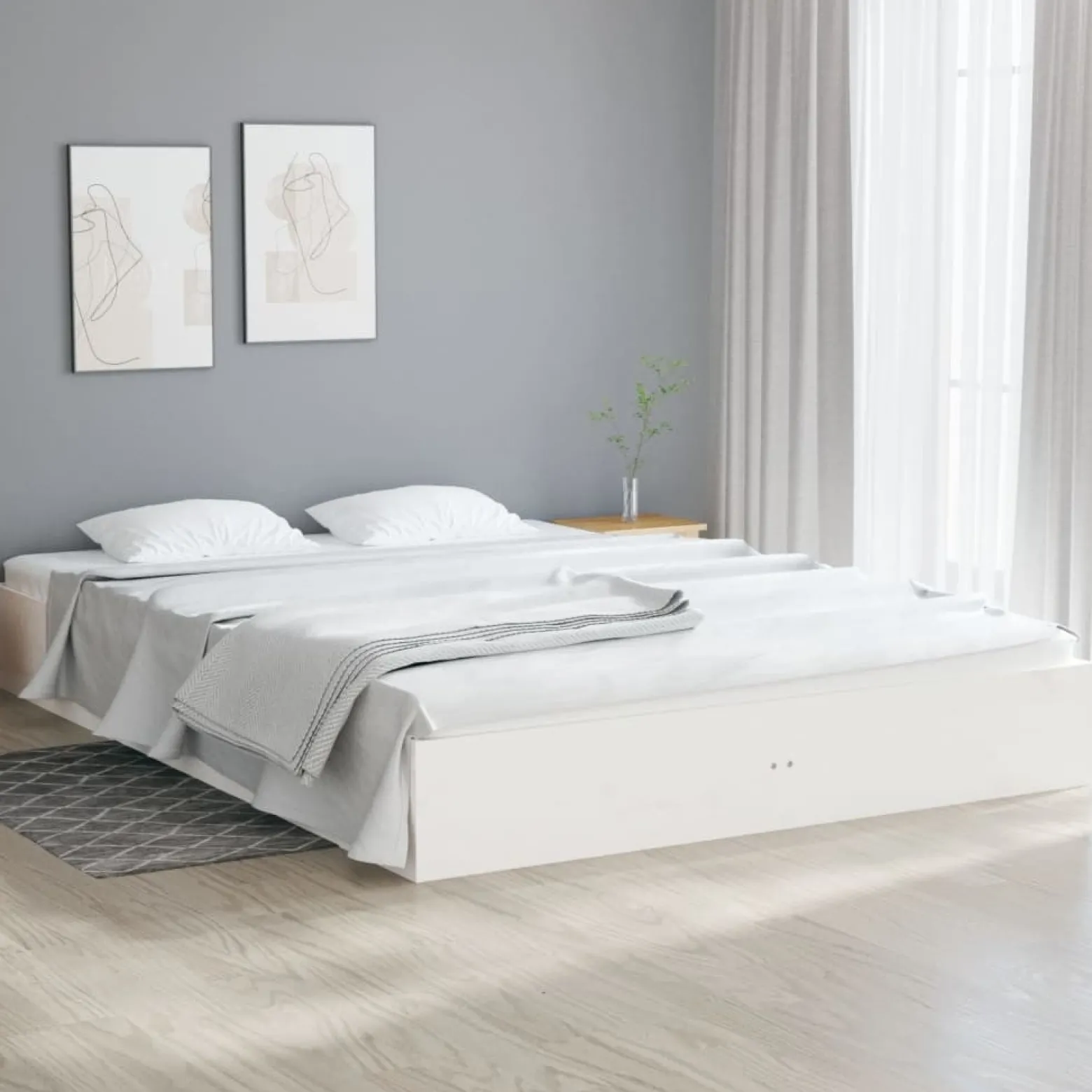 Łóżko Drewniane Rama Łóżka Sofa Biała Do Sypialni Pokoju 120 x 200 cm
