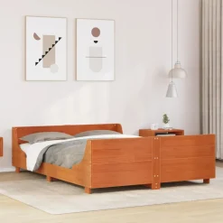 Łóżko Drewniane Rama Łóżka Sofa Brązowe Do Sypialni Pokoju 120x190 cm