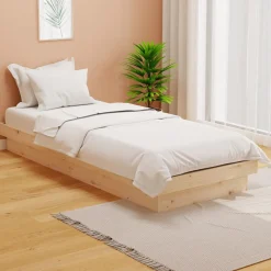 Łóżko Drewniane Rama Łóżka Sofa Brązowe Do Sypialni Pokoju 75x190 cm