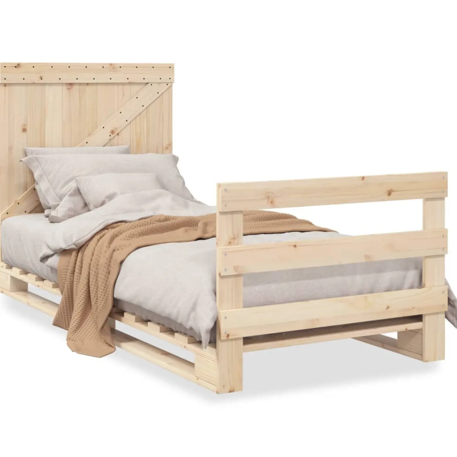 Łóżko Drewniane Rama Łóżka Sofa Brązowe Do Sypialni Pokoju 90x200 cm