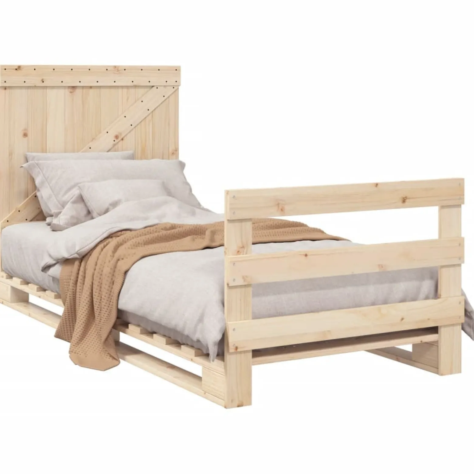 Łóżko Drewniane Rama Łóżka Sofa Brązowe Do Sypialni Pokoju 90x200 cm