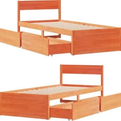 Łóżko Drewniane Rama Łóżka Sofa Brązowe Do Sypialni Pokoju 75x190 cm