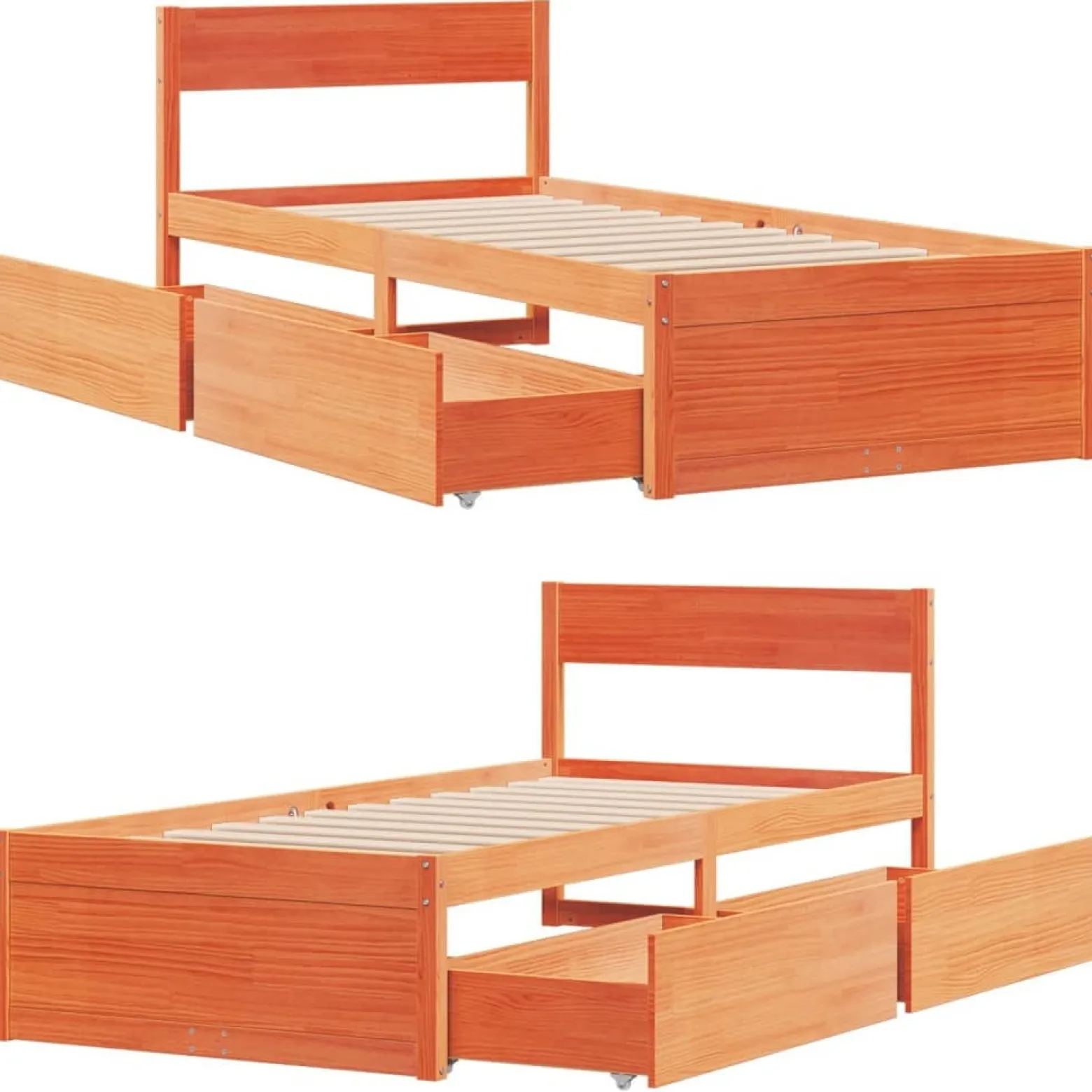 Łóżko Drewniane Rama Łóżka Sofa Brązowe Do Sypialni Pokoju 75x190 cm