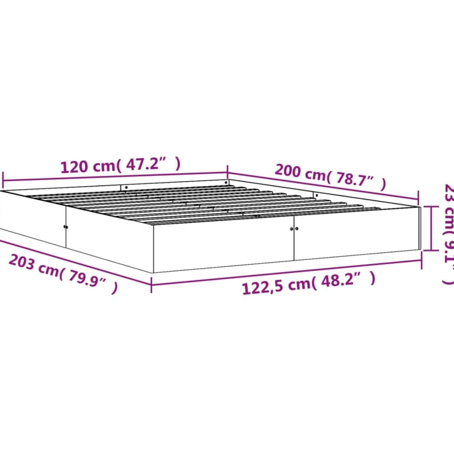 Łóżko Drewniane Rama Łóżka Sofa Brązowe Do Sypialni Pokoju 120x200 cm
