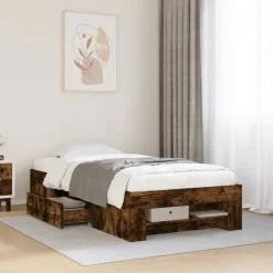 Łóżko Drewniane Rama Łóżka Sofa Brązowe Do Sypialni Pokoju 90x200 cm