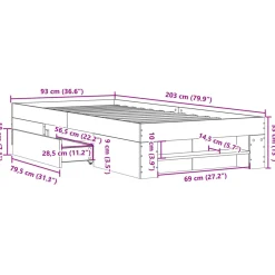 Łóżko Drewniane Rama Łóżka Sofa Brązowe Do Sypialni Pokoju 90x200 cm