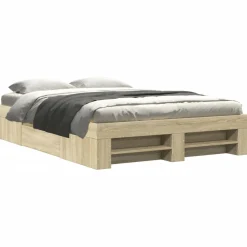 Łóżko Drewniane Rama Łóżka Sofa Brązowe Do Sypialni Pokoju 140x190 cm