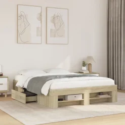 Łóżko Drewniane Rama Łóżka Sofa Brązowe Do Sypialni Pokoju 140x190 cm