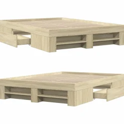 Łóżko Drewniane Rama Łóżka Sofa Brązowe Do Sypialni Pokoju 140x190 cm