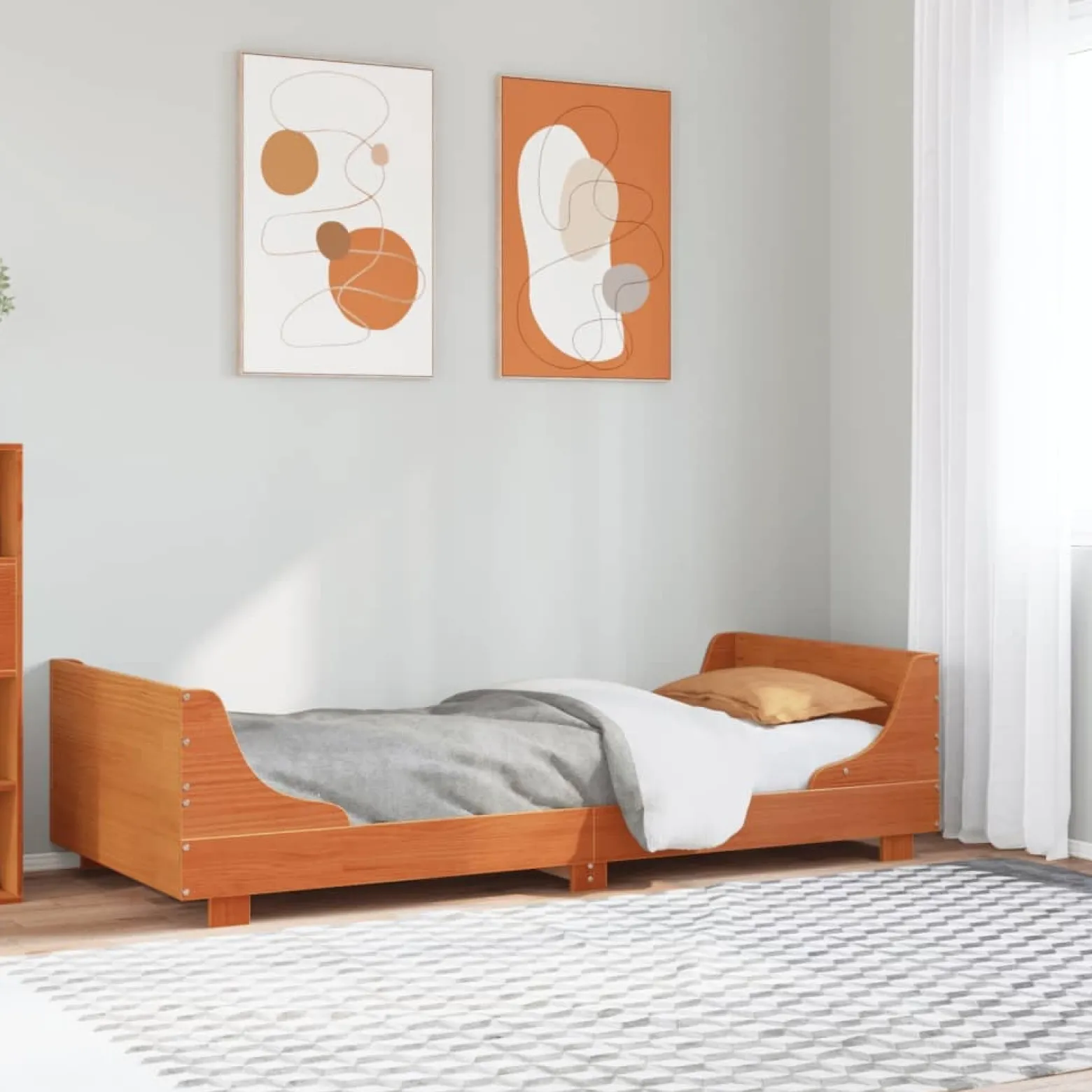 Łóżko Drewniane Rama Łóżka Sofa Brązowe Do Sypialni Pokoju 90x190 cm