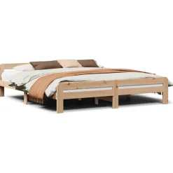 Łóżko Drewniane Rama Łóżka Sofa Brązowe Do Sypialni Pokoju 200x200 cm