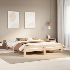 Łóżko Drewniane Rama Łóżka Sofa Brązowe Do Sypialni Pokoju 200x200 cm