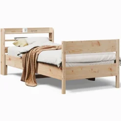 Łóżko Drewniane Rama Łóżka Sofa Brązowe Do Sypialni Pokoju 75x190 cm