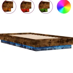 Łóżko Drewniane Rama Łóżka Sofa Brązowe Do Sypialni Pokoju LED 75x190 cm