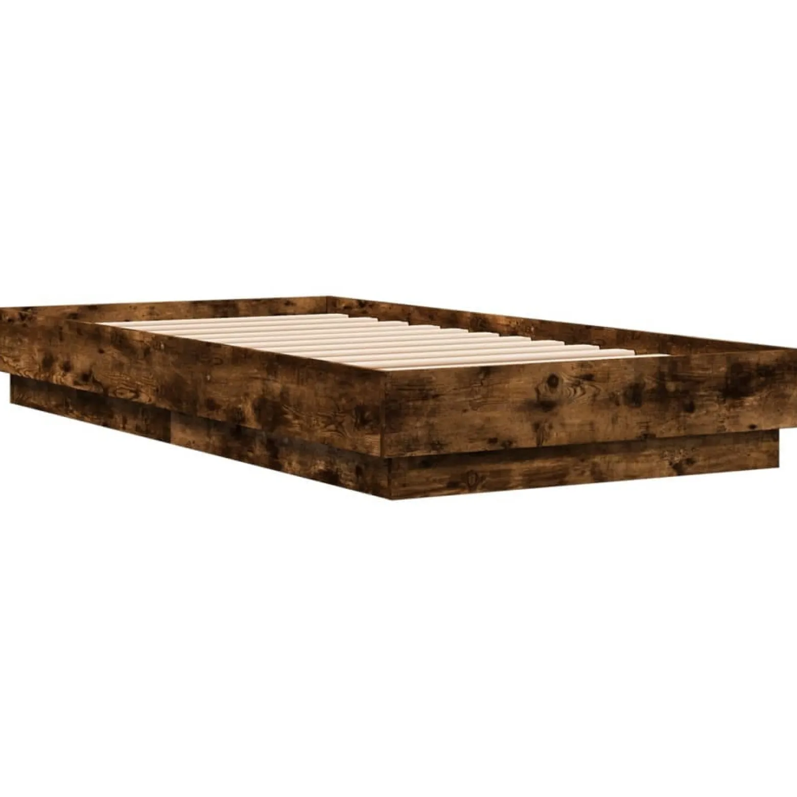 Łóżko Drewniane Rama Łóżka Sofa Brązowe Do Sypialni Pokoju LED 75x190 cm