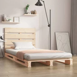 Łóżko Drewniane Rama Łóżka Sofa Brązowe Do Sypialni Pokoju 90x200 cm